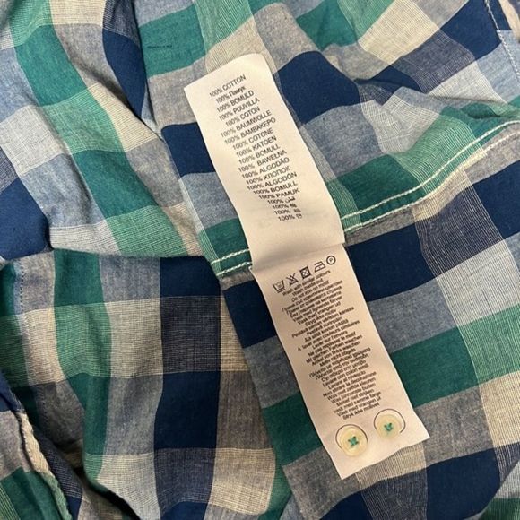 Ben Sherman Blue / Green Plaid Button Down Short Sleeve Shirt - Picture 8 of 10